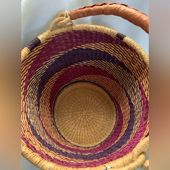 Handwoven Multicolor Farmers Market Basket Bag - Picture 5 of 8